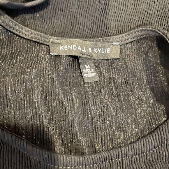 Kendall & Kylie Tie Spaghetti Strap Super Stretch Bodycon Black Dress Size Med - Picture 4 of 10